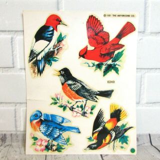 Vintage Water Transfers Decals Birds Meyercord 0249 Cardinal Bluebird Woodpecker