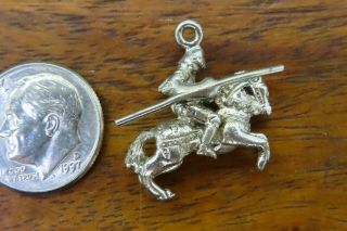 Vintage Silver Medieval Knight Horse Joust Armor Lance Shield England Charm 5.  0g