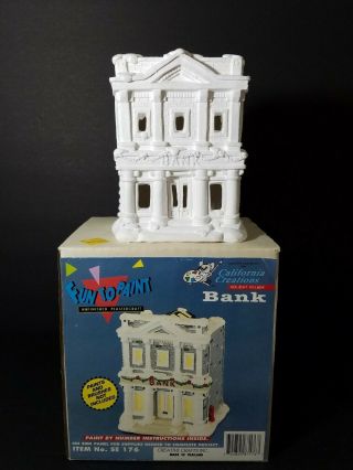 Vintage California Creations Holiday Village Bank 1989 Ready To Paint Plaster