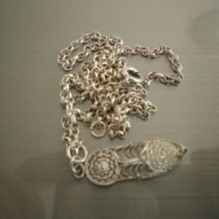 Vintage Sterling Silver Necklace With Filigree Shoe Pendant