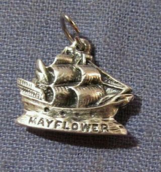 Vintage Mayflower Sail Ship Sterling Silver Charm For Charm Bracelet