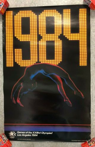 1984 Vintage Los Angeles Summer Olympics Poster Gymnastics 34x22 "