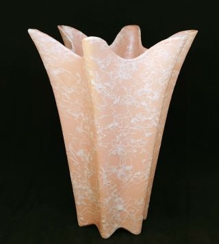 Vintage Usa Pottery 10 " Tall Planter Art Vase Pink W/white Splatter 8 "