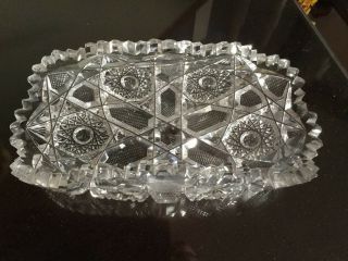 Vintage Hand Cut Lead Crystal Sawtoothed Butter Dish/olive Dish/serving Dish