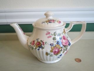 Vintage Sadler Teapot Floral Roses Gold Trim England Numbered