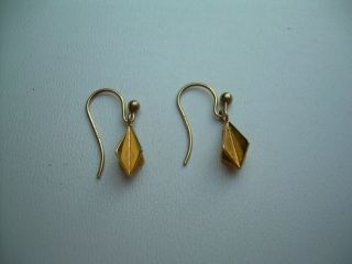 Vintage 1970s 9ct Gold Hook Earrings Birmingham 1972.