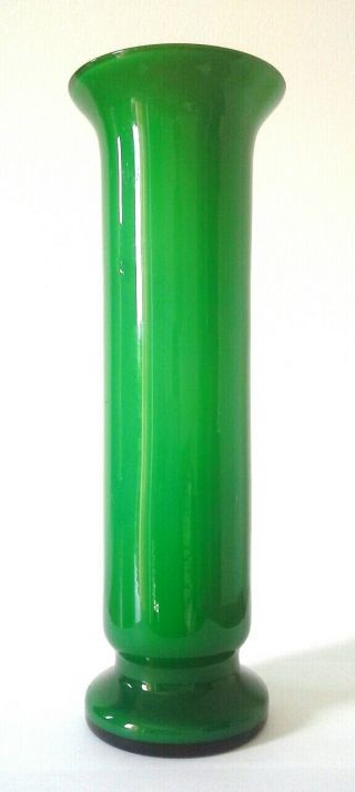 Empoli,  Vintage Italian Green Retro Cased Glass Vase