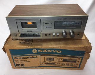 Vintage Sanyo Rd10 Stereo Cassette Metal Tape Deck Silver Face W/ Og Box -