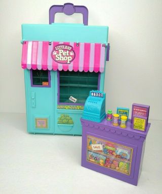 Vintage Kenner Littlest Pet Shop Playset 1992 Blue With Accessories Carry Case