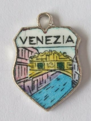 Venezia Venice Bridge Of Sighs Vintage Silver Enamel Travel Charm