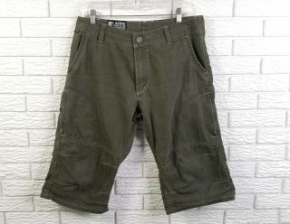 Kuhl Mens Krux Long Shorts 34 Loden Green Vintage Patina Dye Below Knee