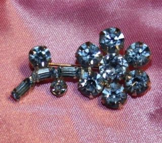 Stunning 1 5/8 Inch Vintage Pin Marked Weiss With Blue Stones - Usa Ship