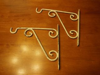 Vintage Shabby Chic Wall Mount Metal Brackets With Hooks Plant Hangers