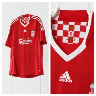 Vintage Mens Adidas Liverpool Jersey T Shirt Red Home 2008 - 2010 Size L