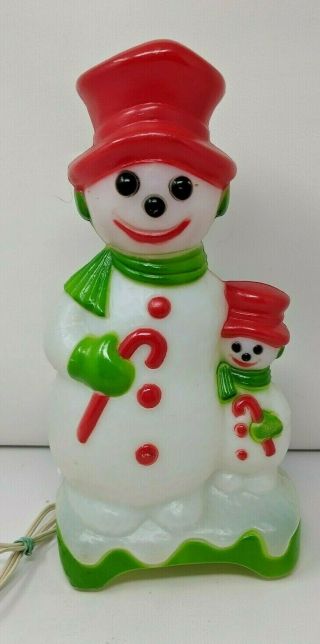 Vintage 12 " Snowman Blowmold 1976 Carolina Enterprises Christmas Two Sided