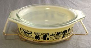 Vintage 1958 Pyrex Yellow Cinderella Cradled Oval 1.  5 Qt Casserole Dish