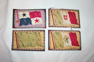 4 Vintage Small Felt Tobacco Premiums Flags Panama - Italy - Mexico - Ireland - Bm
