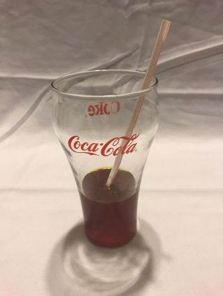 Coca Cola Glass Coke Vintage Drinking Glass - Imitation Soda Glass W/ Straw