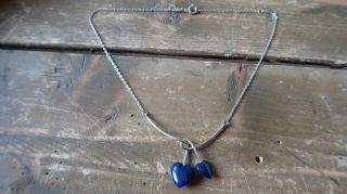 Vintage Sarah Coventry Blue Heart Silver Necklace 16 "
