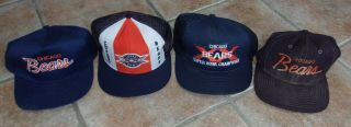 4 Vintage Chicago Bears Hats From Mid 1980 