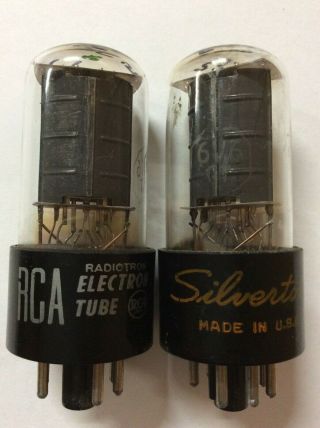 Matched Distortion Pair Rca 6v6gt Black Plate Tubes Nos - Testing