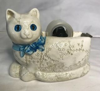 Vintage Ceramic Cat Tape Dispenser Figurine Hand Painted