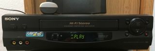Sony Slv - N55 Vcr Vhs 4 Head Hifi Stereo Video Cassette Recorder Player Remote
