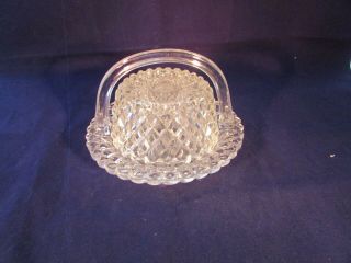 Vintage Depression Glass Dome Covered Butter Dish Small With Basket Handle