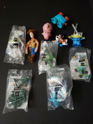 Toy Story Set 10 Figures Burger King 1995 Buzz Woody Rex Vintage Now On Video