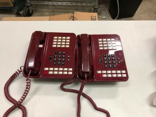 2 Vodavi Starplus 61612 & W/61640 Mount Enhanced Office Phone Vintage Red