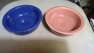 Two Vintage Fiestaware Berry Bowls Cobalt & Rose 4.  75 " Diameter
