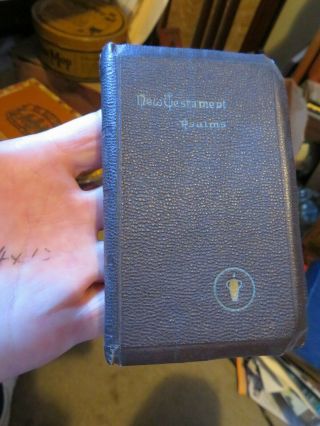 Vintage Military Pocket Brown Bible Testament Psalms Ww Ii Signed Fdr 1941