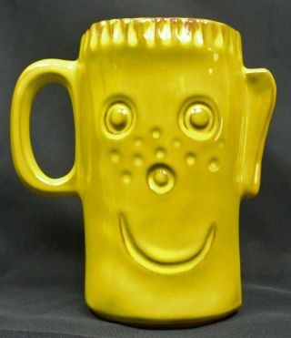 People Lover Jean Ellsworth Pacific Stoneware Mug Smiley Face Vtg 1970 ' s Yellow 2