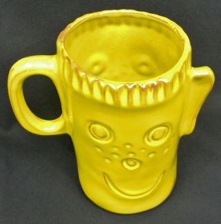 People Lover Jean Ellsworth Pacific Stoneware Mug Smiley Face Vtg 1970 ' s Yellow 3