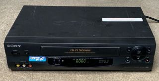 Sony Slv - N55 Vcr Recorder Vhs Player 19 Micron Hi - Fi Stereo Flash Rewind