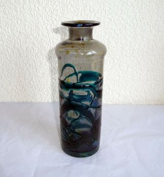 Vintage Early Mdina Art Glass Bottle Vase - Unusual Colourway