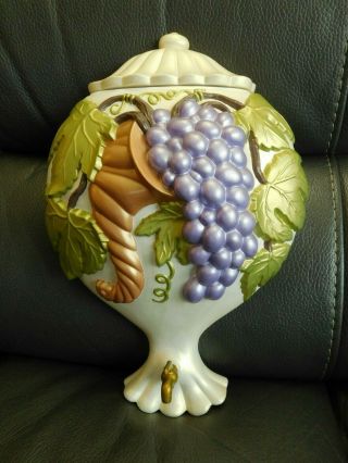 Vintage Arners Ceramic Wall Hanging Vase With Lid Imitation Spicket Grapes