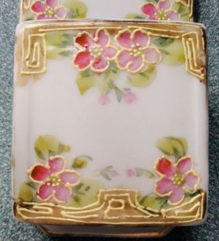Vintage Hand Painted Nippon Porcelain Floral Wall Match Holder 2