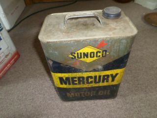 Vintage Sunoco Motor Oil Can 2 Gallon Mercury Service Station Advertising Old