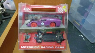 Ideal Motorific Racing Cars Purple 2 Car In Case Vintage