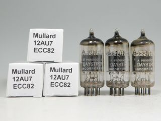 Mullard 12au7 Ecc82 Gf1 Matched Vintage 1963 Tube Trio Round Getter (test 88)