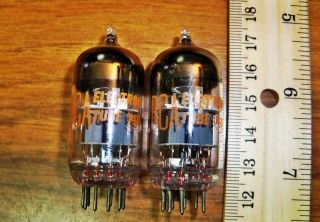 2 Strong Matched Rca Gray Plate O Getter 6dj8 / Ecc88 Tubes