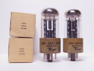 Bendix Jan Cea 6106 Vintage Military Vacuum Rectifier Tube Pair 3x Mica Nos