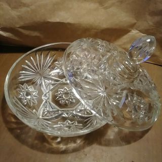 Vtg Glass Candy Dish/bowl W Orig Lid Anchor Hocking Star Of David Prescut Glass