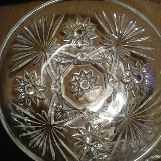Vtg Glass Candy Dish/Bowl w orig Lid Anchor Hocking Star Of David Prescut Glass 3