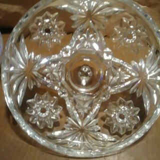 Vtg Glass Candy Dish/Bowl w orig Lid Anchor Hocking Star Of David Prescut Glass 4