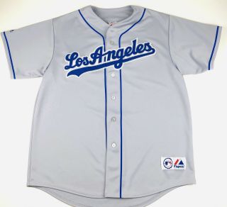 Majestic Los Angeles Dodgers Vintage Mens Baseball Jersey Size Xl Blue Gray