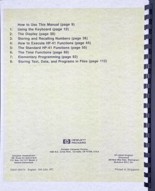 HP - 41CX Manuals Volume 1 and 2 (Comb Bound Color Reprint) 4