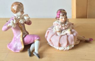 vintage IRISH DRESDEN porcelain dresden lace ROMEO & JULIET figurines 2