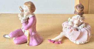 vintage IRISH DRESDEN porcelain dresden lace ROMEO & JULIET figurines 4